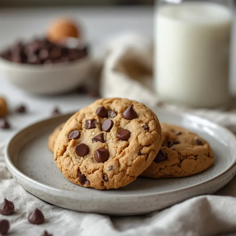 Gooey Chocolate Chip Almond Butter Cookies with Soft Centers