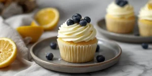 Fluffy Lemon Blueberry Buttercream Cupcakes for Spring