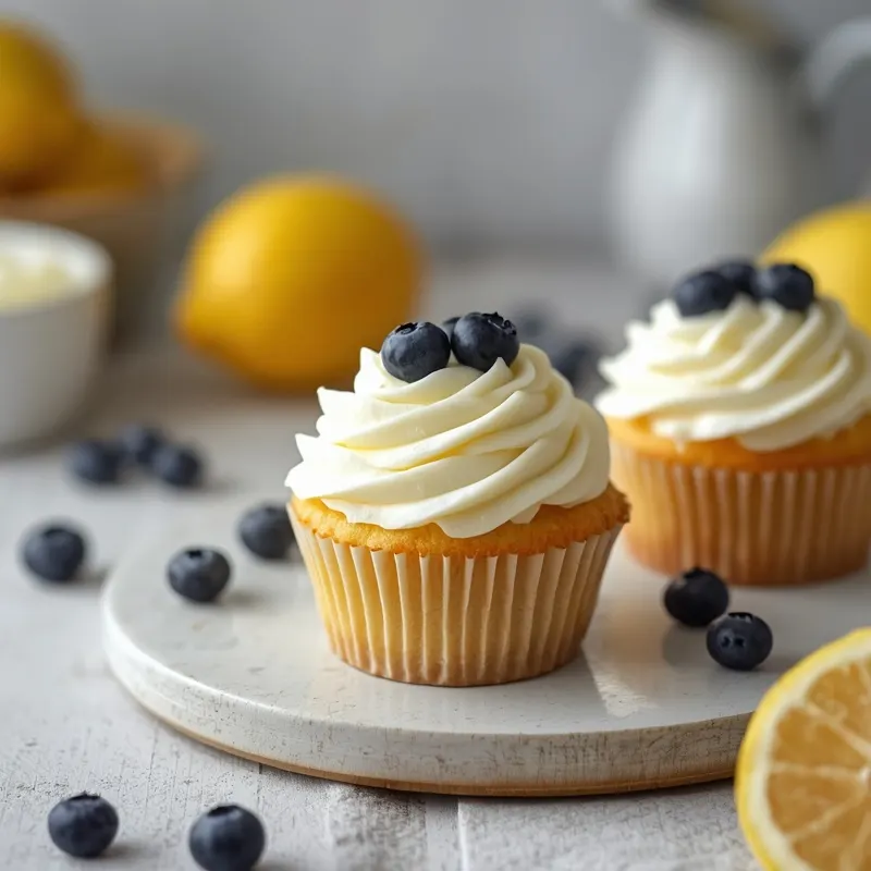 Fluffy Lemon Blueberry Buttercream Cupcakes for Spring